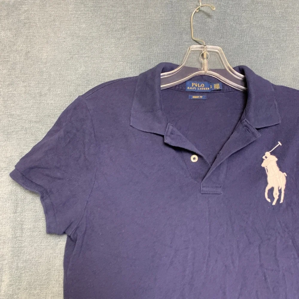 Polo Ralph Lauren Shirt Mens Small Blue Hi Lo Hem Performance Golf Skinny Fit